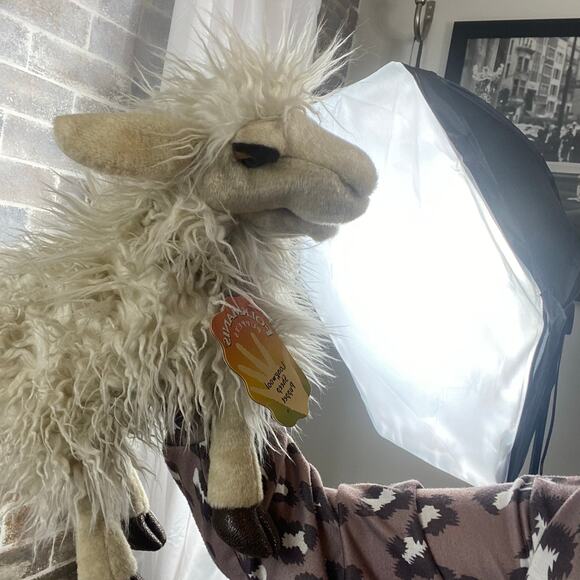 New Retired Folkmanis Hand Puppet Long Wool Sheep 19" long - Picture 10 of 13